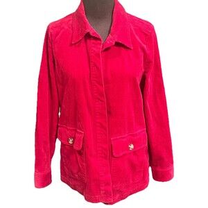 Appleseed's Womens Jacket Mp Cordurey Cranberry Long Sleeve Pockets Cotton Blend